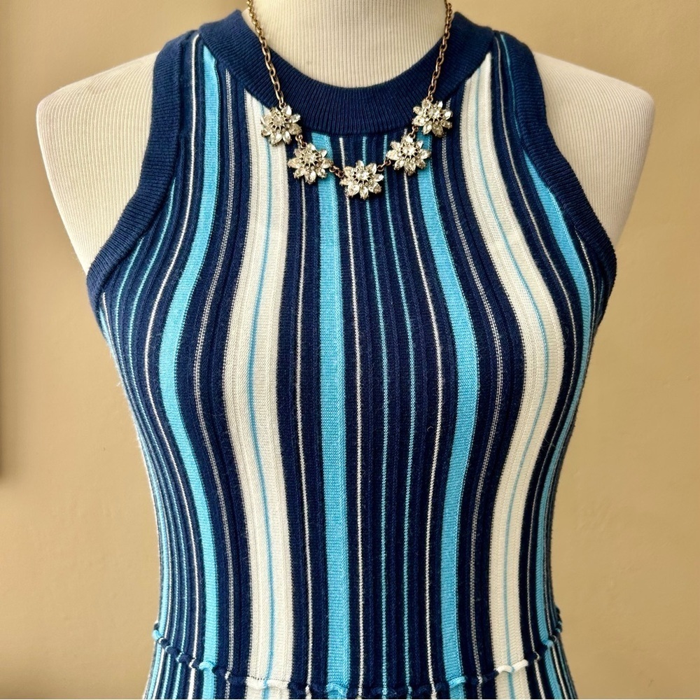 Anthropologie Maeve Lisanne Knit Maxi Dress Blue White Vertical Stripe Size S - Picture 4 of 14